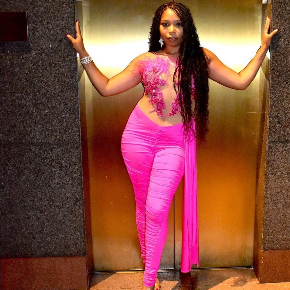 Vibrant Pink Feathered Bodysuit